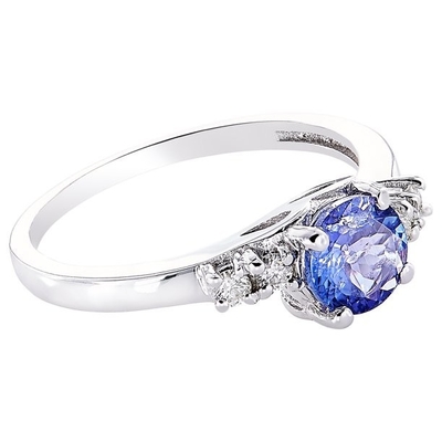 Ювелирные изделия кольца кольца JewelersClub Tanzanite дизайна цветка стерлинговые серебряные с белым акцентом CZ