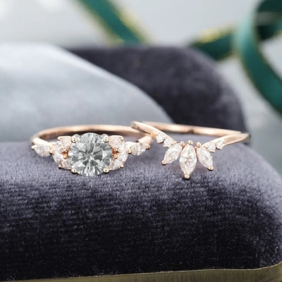 Серебряное кольцо Moissanite ювелирных изделий 925 подняло обручальное кольцо Moissanite серого цвета золота установленный Marquise отрезал Bridal кольцо