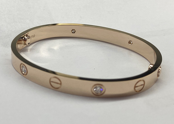 Bangle 0.42carat украшений чистого золота ширины 18K 6.1mm с диамантом 4