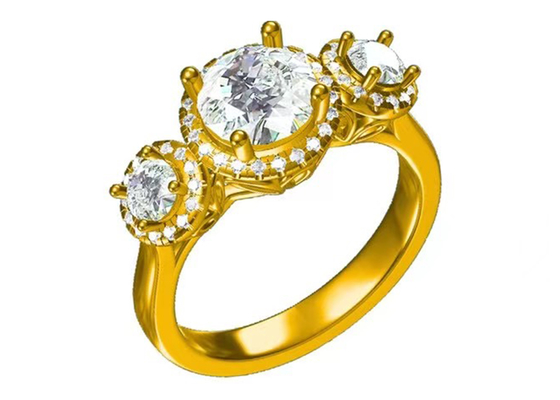 Prong обручального кольца диаманта венчика 2.1ct 3 каменный устанавливая тип RD7MM