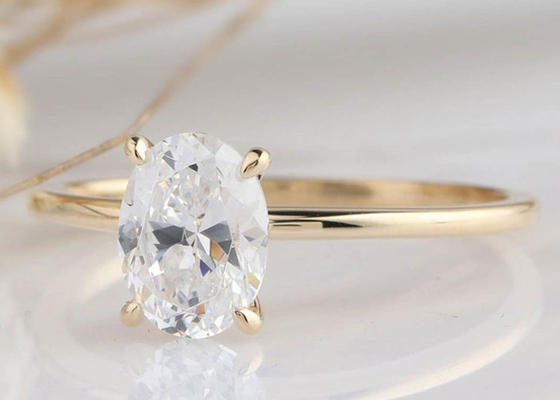 размер материала 0.7×0.9cm золота кольца 14K 1.5ct овальный отрезанный выросли лабораторией, который Moissanite