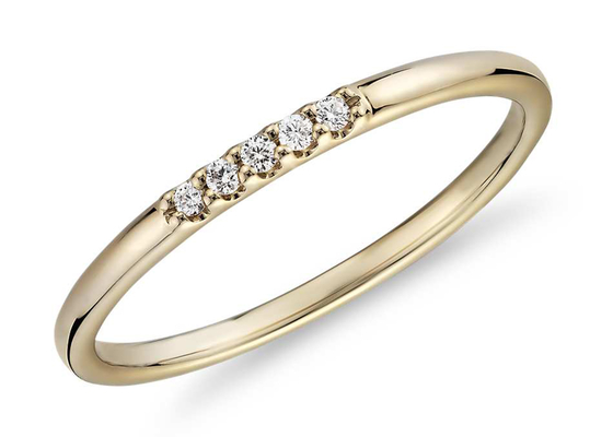 Ювелирные изделия желтого золота лакомства 14K, соответствуя штабелирующ ODM OEM кольца диапазона диаманта 0.05ct