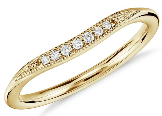 Крошечное кольцо желтого золота лакомства 14K, диамант штабелируя размер колец 2mm 1.5mm 1.3mm