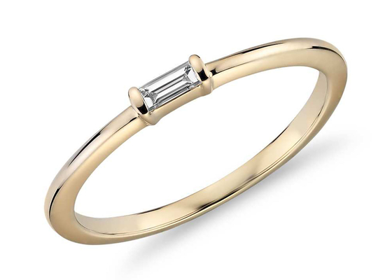 Prong веса 0.11ct кольца золота 2.0×4.0MM отрезка 9K багета устанавливая тип