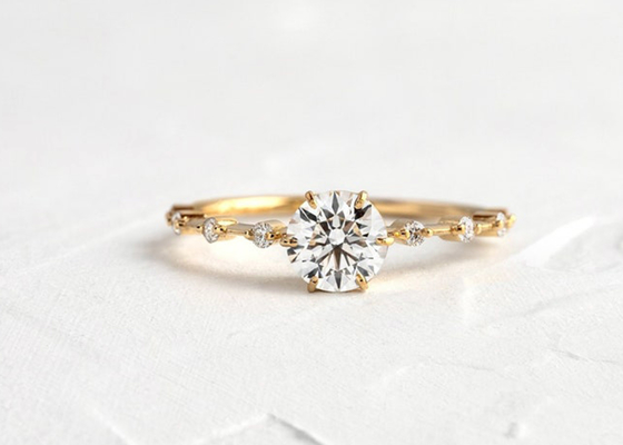 кольца с бриллиантом 1.0ct Moissanite, круглый отрезанный ODM обручальных колец 6.5MM