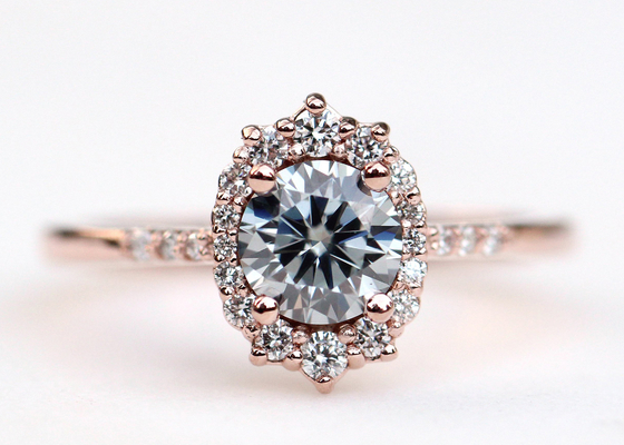 обручальные кольца 1.2ct 1pcs Moissanite для женщин 14K подняли материал золота