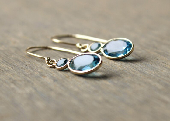 Handmade ювелирные изделия желтого золота 14k, естественная драгоценная камень топаза серег желтого золота 14k