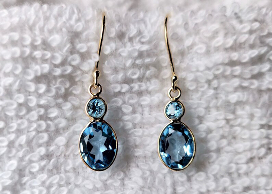 Handmade ювелирные изделия желтого золота 14k, естественная драгоценная камень топаза серег желтого золота 14k