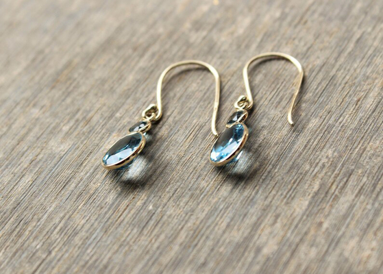 Handmade ювелирные изделия желтого золота 14k, естественная драгоценная камень топаза серег желтого золота 14k