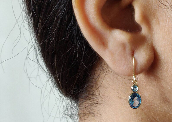 Handmade ювелирные изделия желтого золота 14k, естественная драгоценная камень топаза серег желтого золота 14k