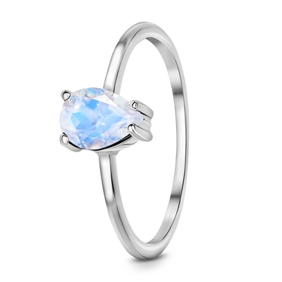 Кольцо Moonstone лакомства отрезка груши, 14K подняло кольцо Moonstone золота простое