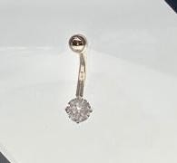 Твердое кольцо кнопки живота золота 14k с реальными ювелирными изделиями тела диаманта 16g