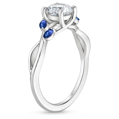 Marquise отрезал голубое золото обручального кольца 18K Moissanite белое с диамантом выросли лабораторией, который