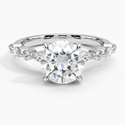 14K / 18K кольцо Moissanite диаманта белого чистого золота реальное VVS вокруг гениального отрезка