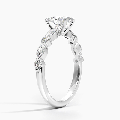14K / 18K кольцо Moissanite диаманта белого чистого золота реальное VVS вокруг гениального отрезка