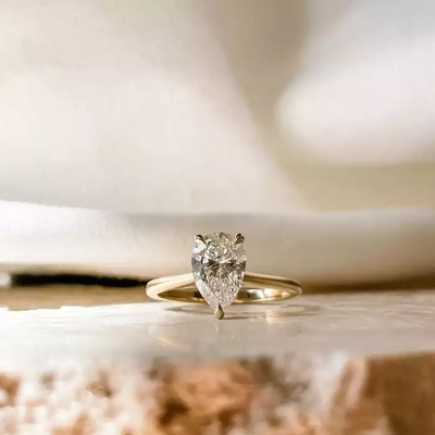обручальное кольцо диаманта золота 18k реальное, обручальное кольцо диаманта груши естественное