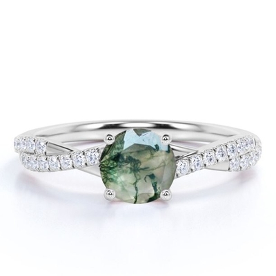 Естественное кольцо группы свадьбы CZ цветения Marquise формы цветка агата мха