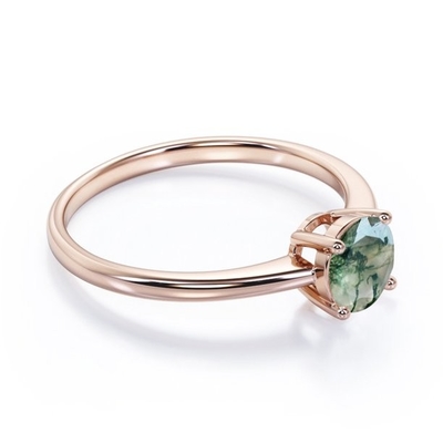 Подарки рождества красоты самоцвета для ее квадрата 0.63CT формы естественного мха агата обручального кольца там каменного в 925 стерлинговом