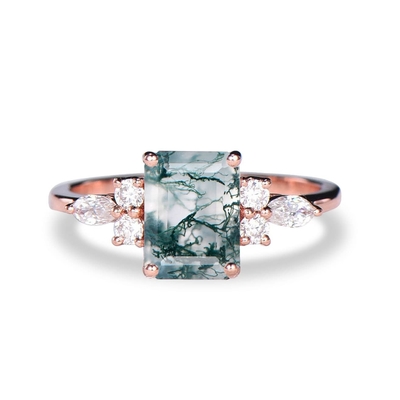 Стерлинговые серебряные лист Aventurine нефрита формы Marquise 925 открытые звенят подарки прованских ювелирных изделий колец лист Handmade уникальные для Wo