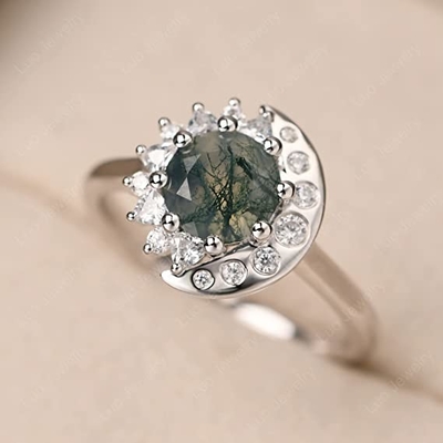 Серебр Солнце LUO S925 стерлинговый и круг кольца луны сформировали 7MM для женщин
