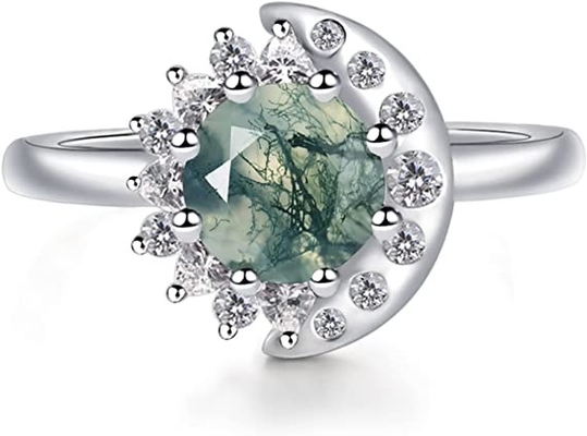 Серебр Солнце LUO S925 стерлинговый и круг кольца луны сформировали 7MM для женщин