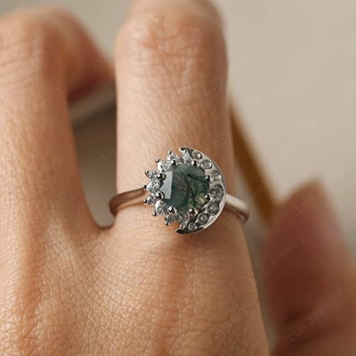 Серебр Солнце LUO S925 стерлинговый и круг кольца луны сформировали 7MM для женщин