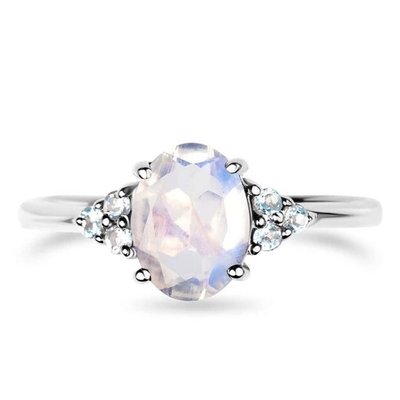 Дизайн ювелирных изделий Moonstone кольца Moonstone уникальные 925 искусства стерлинговый серебряный естественный голубой сырцовый