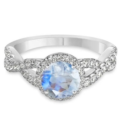 Стерлинговые серебряные ювелирные изделия CZ Moonstone отрезка круга переплели ювелирные изделия драгоценной камня Moonstone дня рождения обручального кольца