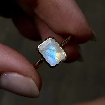 Уникальные твердые покрытые золотом кольца Moonstone кольца 925 стерлинговые серебряные 18K ювелирные изделия фабрики дизайна большого точные
