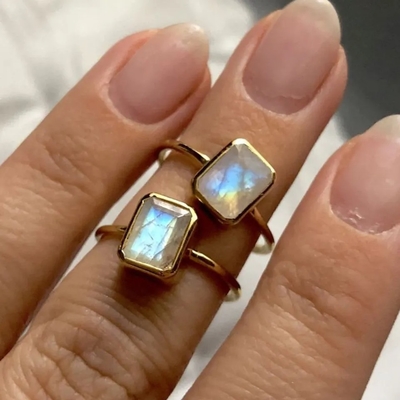 Уникальные твердые покрытые золотом кольца Moonstone кольца 925 стерлинговые серебряные 18K ювелирные изделия фабрики дизайна большого точные