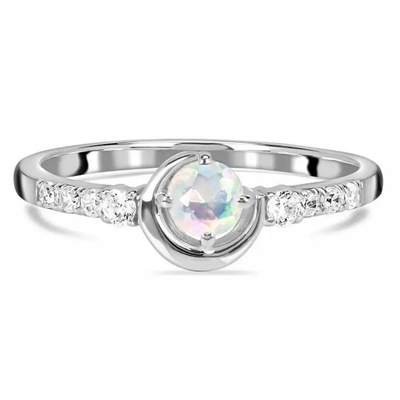 Moonstone серебряного уникального неподдельного лакомства 925 стерлинговый серебряный и обручальное кольцо обещания диаманта
