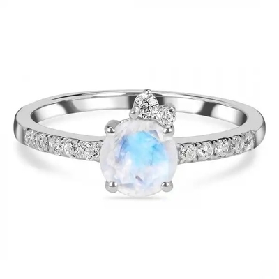 Кольцо ювелирных изделий женщин 925 Moonstone радуги моды очарования горячие естественные стерлинговое серебряное