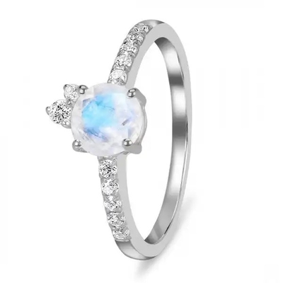 Кольцо ювелирных изделий женщин 925 Moonstone радуги моды очарования горячие естественные стерлинговое серебряное