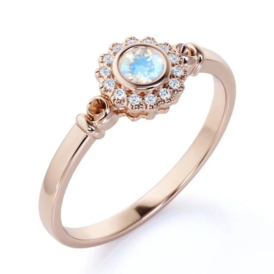 Дизайн ювелирных изделий Moonstone кольца Moonstone женщин 925 стерлинговый серебряный естественный голубой