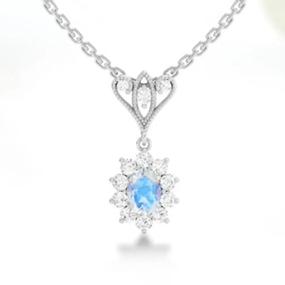 S925 золото стерлингового серебра 14K покрыло ожерелья Spheree Moonstone ювелирных изделий округлой формы ювелирные изделия голубого высококачественные