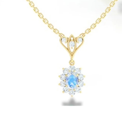 S925 золото стерлингового серебра 14K покрыло ожерелья Spheree Moonstone ювелирных изделий округлой формы ювелирные изделия голубого высококачественные