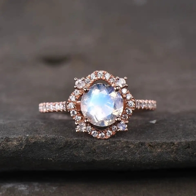 Кольцо Moonstone 925 стерлинговое серебряное колец лакомства ювелирных изделий CZ естественное граненное голубое