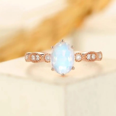 Кольцо Moonstone 925 стерлинговое серебряное колец лакомства ювелирных изделий CZ естественное граненное голубое