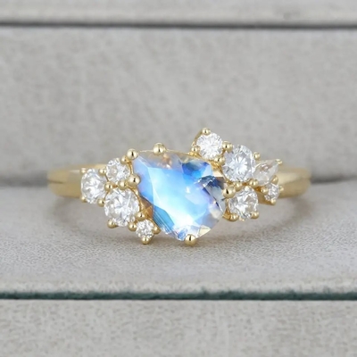 подарок годовщины обещания желтого золота 14K Bridal античный для обручального кольца Moonstone груши женщин форменного