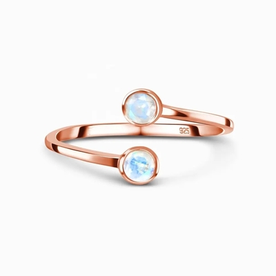 Стиля Арт Деко Moonstone белого золота обручальное кольцо овального уникальное установило стерлинговый серебр 925