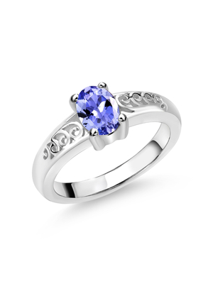 Естественный валик 2 ct отрезал кольцо коктейля Tanzanite в стерлинговом серебряном обручальном кольце в белом золоте 18K