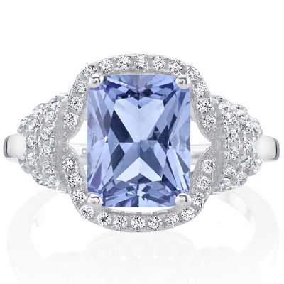 Естественный валик 2 ct отрезал кольцо коктейля Tanzanite в стерлинговом серебряном обручальном кольце в белом золоте 18K