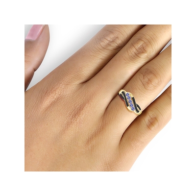 Ювелиры бьют ювелирные изделия Birthstone кольца Tanzanite с черной плитой