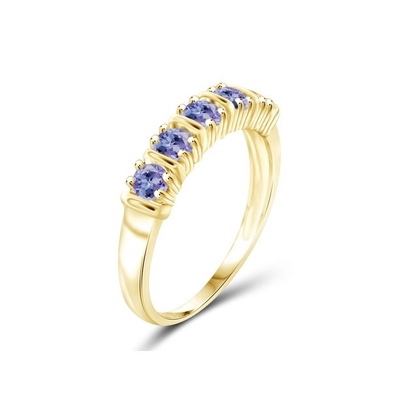 Карат T.G.W 1/2. Золото Tanzanite 14kt над стерлинговым серебряным обручальным кольцом 5-Stone CZ
