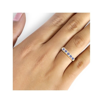 Карат T.G.W 1/2. Золото Tanzanite 14kt над стерлинговым серебряным обручальным кольцом 5-Stone CZ