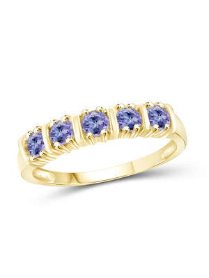 Карат T.G.W 1/2. Золото Tanzanite 14kt над стерлинговым серебряным обручальным кольцом 5-Stone CZ