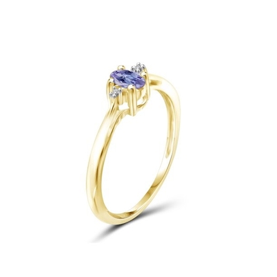 0,25 карата Tanzanite 0,925 стерлинговых серебряных ювелирные изделия кольца с белым акцентом CZ