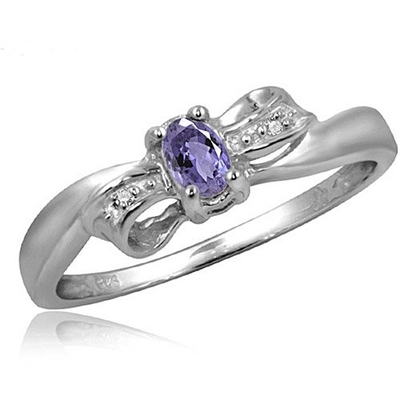 0,25 карата Tanzanite 0,925 стерлинговых серебряных ювелирные изделия кольца с белым CZ – кольцами драгоценной камня с Hypoallergenic