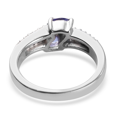 0,25 карата Tanzanite 0,925 стерлинговых серебряных ювелирные изделия кольца с белым CZ – кольцами драгоценной камня с Hypoallergenic