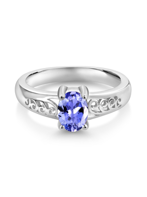 0,25 карата Tanzanite 0,925 стерлинговых серебряных ювелирные изделия кольца с белым CZ – кольцами драгоценной камня с Hypoallergenic